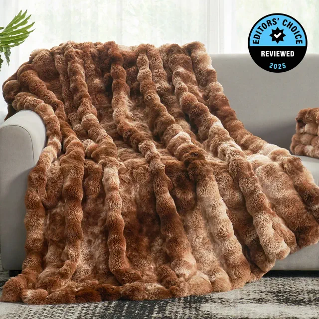 Bubble Faux Fur Throw Blanket, Plush Soft Decorative Throw for Sofa and Bed, Tie-dye Brown, Throw - Cozy Bliss