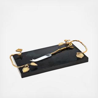 Leaf Design Marble Board & Knife