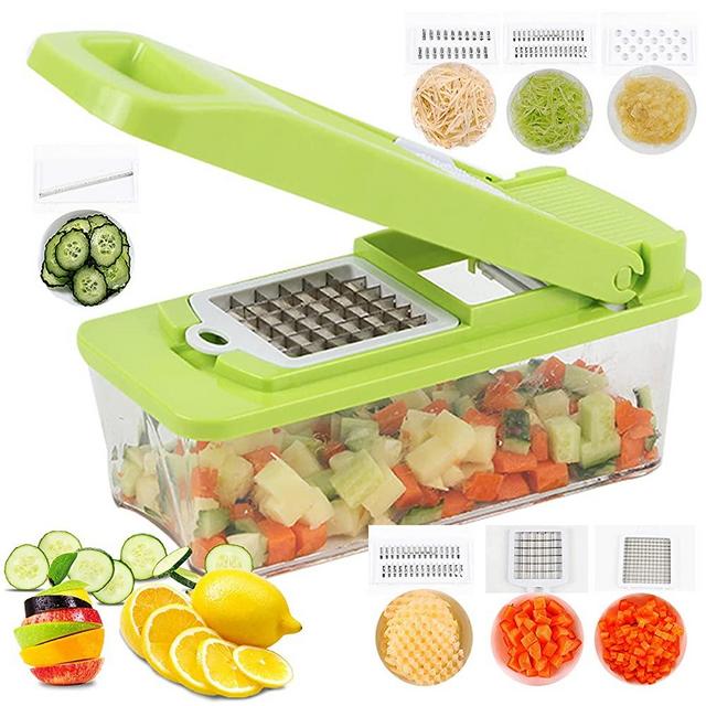 Multifunctional Vegetable Chopper, Kitchen Household Dicing Device, Potato Shredder, Vegetable Cutting Artifact,Vegetable Slicer,Onion Chopper with Container