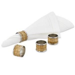 Wicker & Metal Napkin Rings, Set of 4