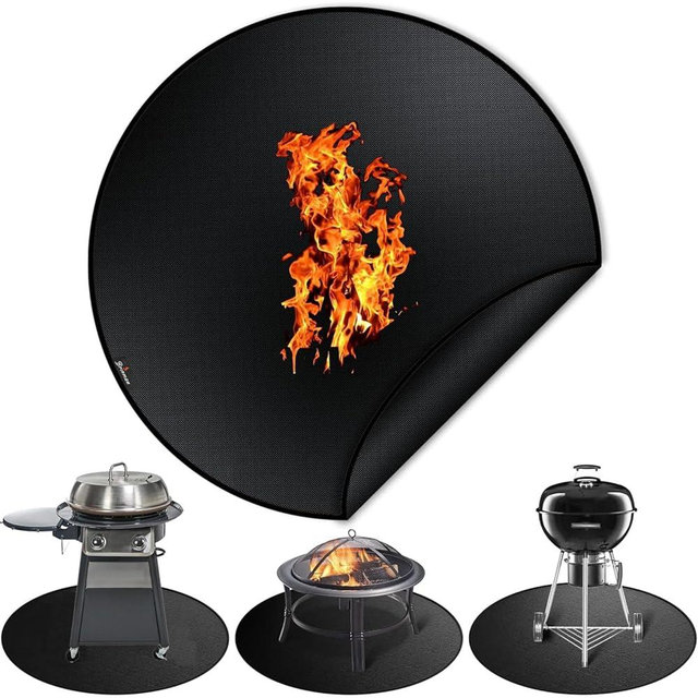 Brinman 39.5" Fire Pit Mats for Under fire Pit - Round Fireproof Mat for Solo Stove Accessories-Oil-Proof BBQ Pad Under Grill - Waterproof Grill Mat for Outdoor Patio Deck Protector - Portable