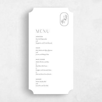 White Ticket Wedding Menu - Copan