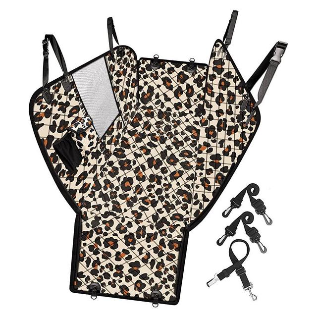 Femuar Dog Car Seat Cover, Waterproof Nonslip Pet Seat Cover for Back Seat with Storage Pockets Mesh Visual Window, Heavy Duty Scratchproof Pet Dog Seat Cover Hammock for Cars Trucks and SUVs