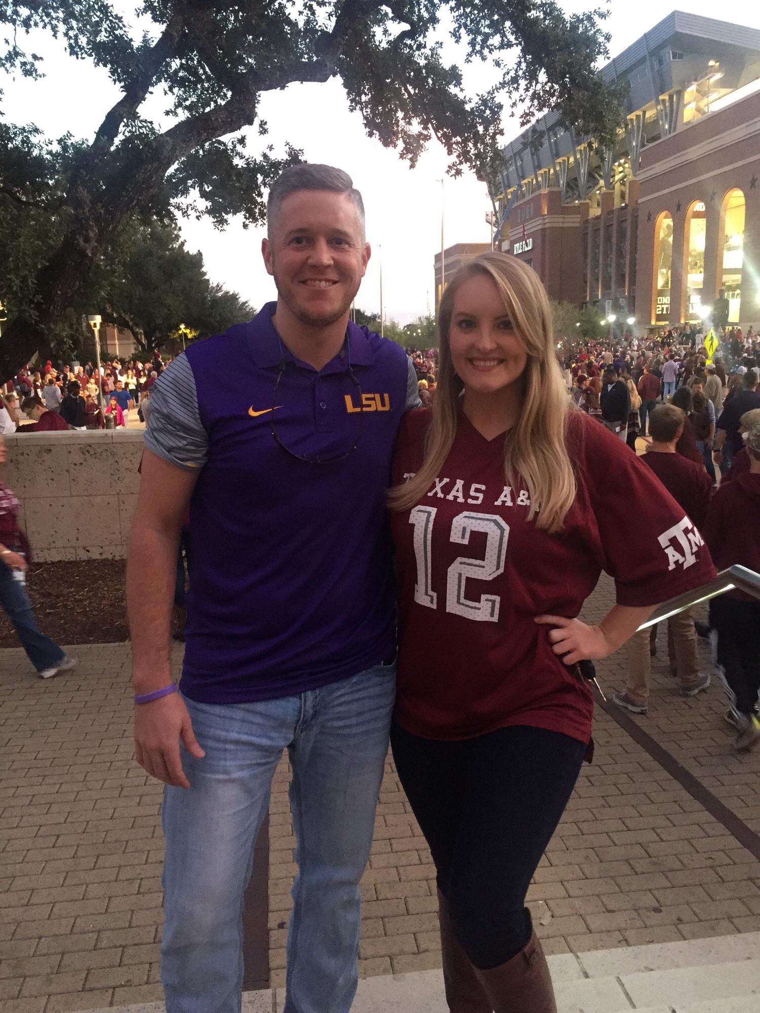 Thanksgiving day game our first year together... Greg will never forget LSU beating the Aggies at home.