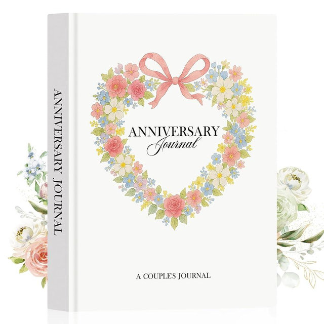 Lanpn Wedding Anniversary Journal for Couples, Leather Dating 1st to 70th Weddings Scrapbook Couple Memory Book, 190 Pages Love Stories Notebook Gift for Marriage Newlywed Anniversary Bridal Shower