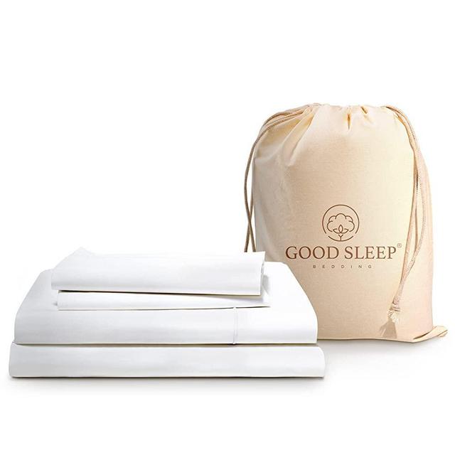 800 Thread Count 100% Pure Cotton Sheets - Luxury Egyptian Quality White Queen Size Bed Sheet Set, Long Staple Cotton, Sateen Weave for Soft Feel, Snug Fit Mattress 16'' Deep Pocket