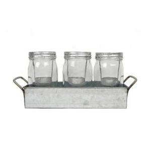 Galvanized Votive Holder Jar Set of 3 Clear 7" - Drew DeRose