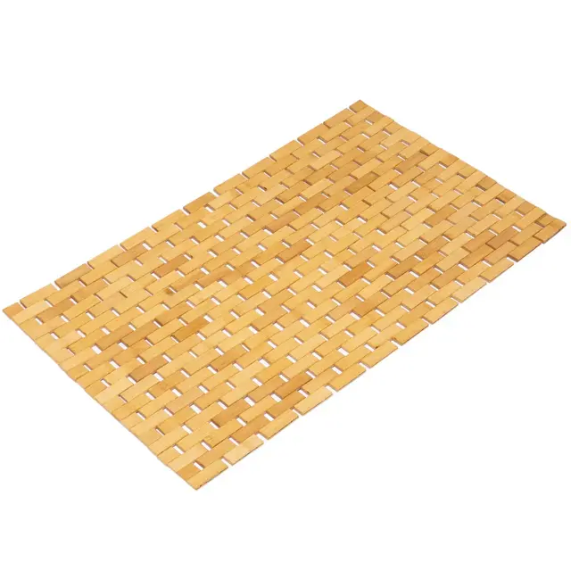 Basicwise Foldable Bamboo Bathroom Mat - Non-Slip Design for Showers, Bathtubs, Spas, and Pools - Providing Comfort, Quick Drying, Large