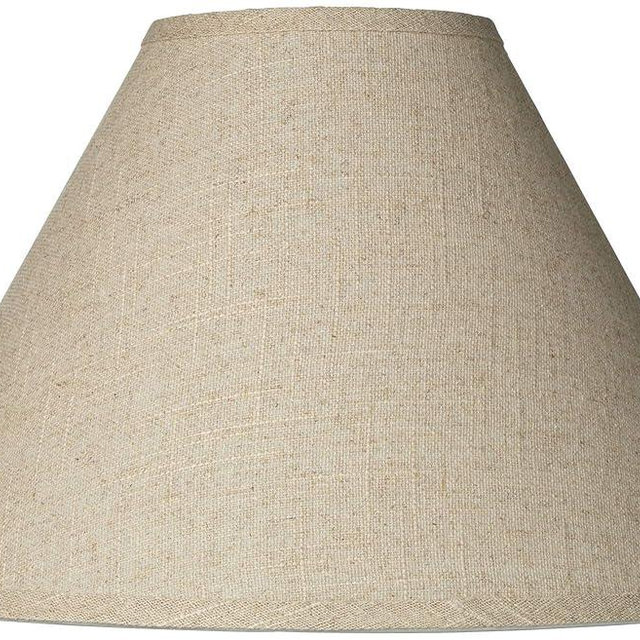 6" Top x 17" Bottom x 11 1/2" High x 11 1/2" Slant Lamp Shade (Pre-Assembled) Replacement Large Beige Brown Empire Round Rustic Farmhouse Western Fine Burlap Fabric Spider Harp Finial - Springcrest