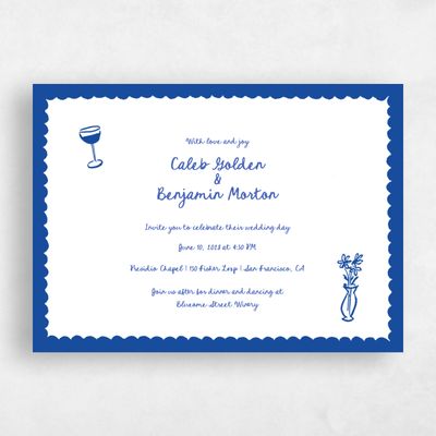Cobalt, Blue Wedding Invitation - Amore Landscape