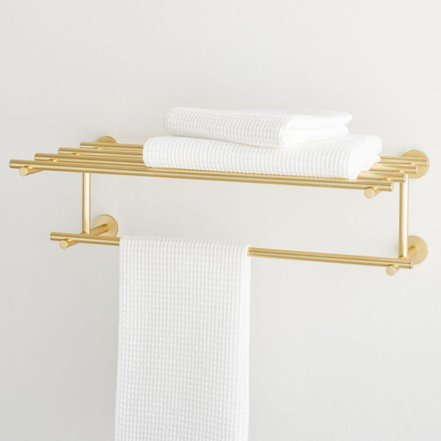 Modern Overhang Rail Shelf Antique Brass
