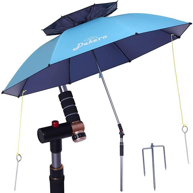 Dekero Large Windproof Beach Umbrella,UV Protection Portable Umbrella with Sand Anchor,Tilt Aluminum Pole, Carry Bag for Beach Patio Garden Outdoor Fishing