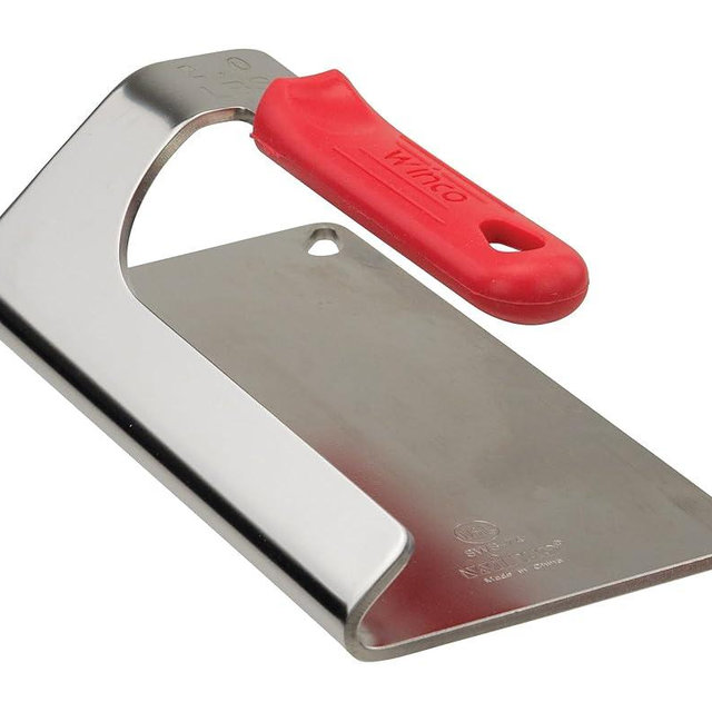 Winco Steak Weight, 7-1/2" x 4", 2LBS, 18/8 SS, Red Silicon Sleeve, NSF