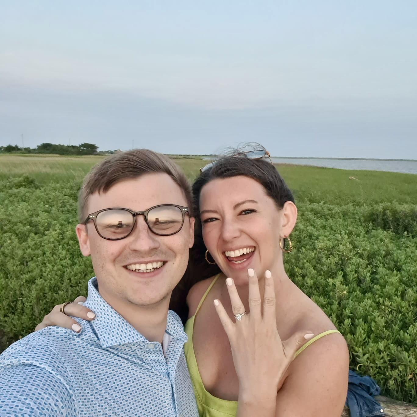 The couple's engagement in Carolina Beach