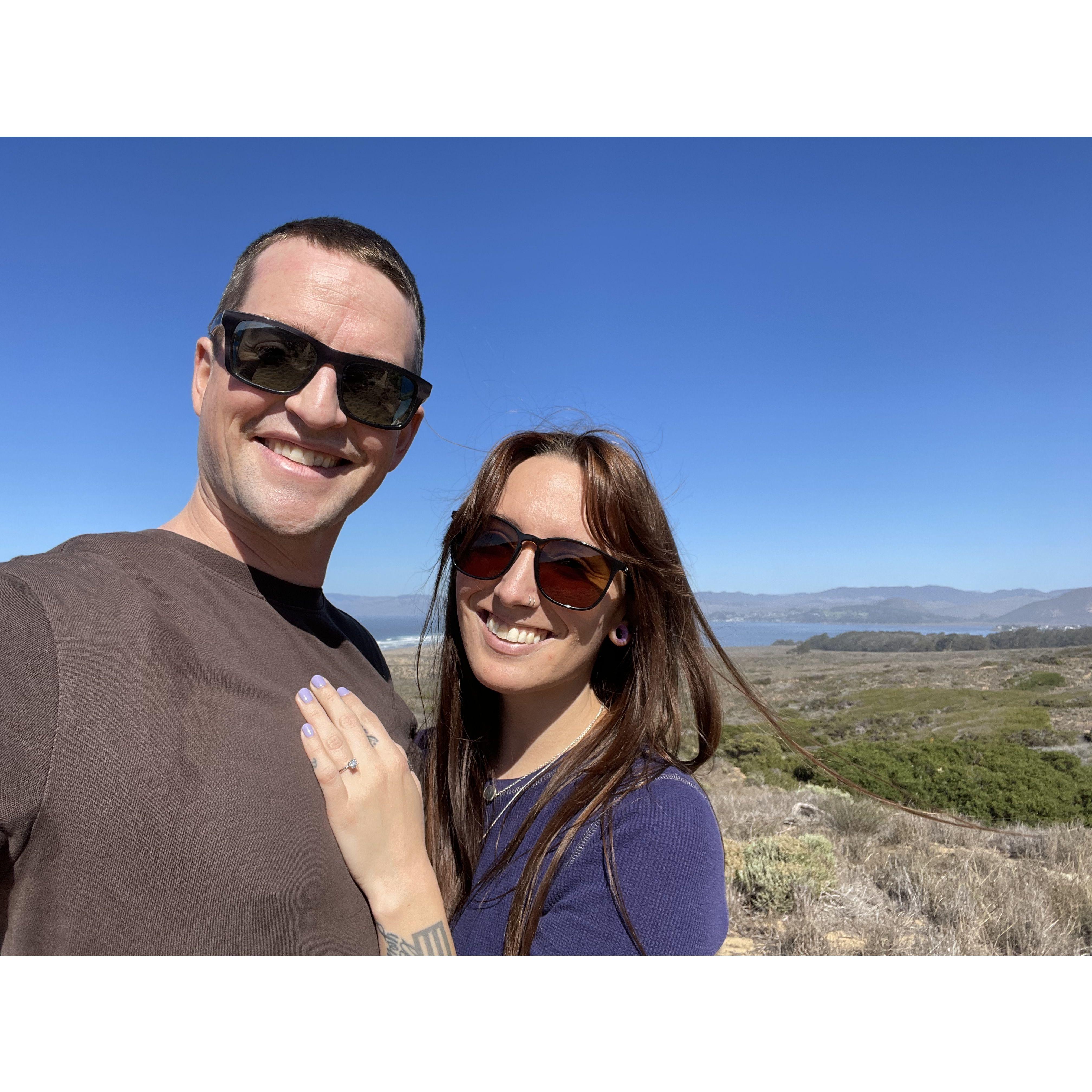 Mere moments after she said "Yes!" in Morro Bay