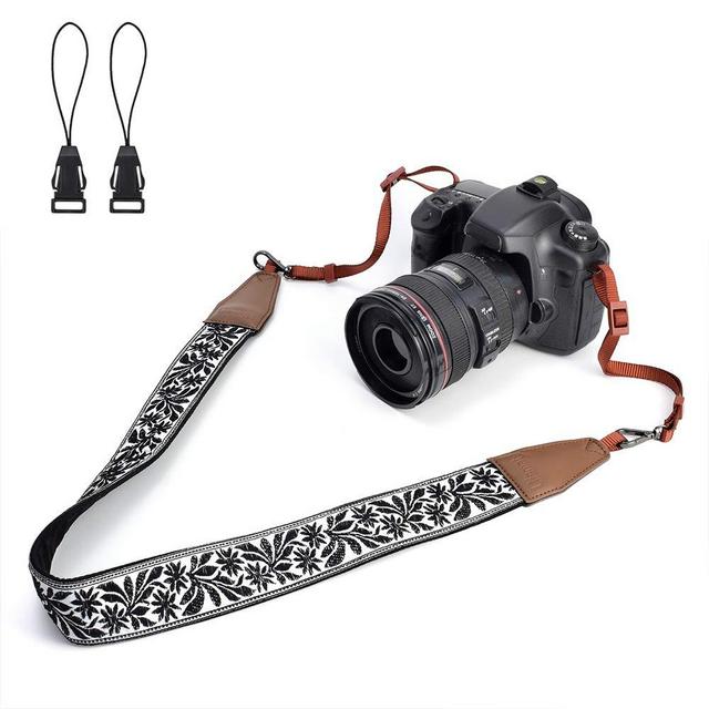 LIFEMATE Camera Strap Shoulder Neck Belt for All SLR/DSLR (Black Floral Patterns)