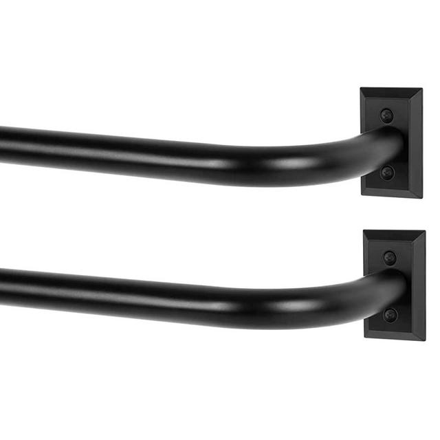 Black Wrap Around Curtain Rods,2 Pack Black Curtain Rods for windows 48 to 84 inch(4-7Ft),Adjustable Blackout Curtain Rod,1”Diameter Room Darkening Drapery Rods,Window Curtains Rod 48-90",Matte Black