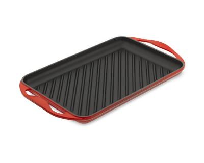 Le Creuset Cast-Iron Rectangular Skinny Grill, Red