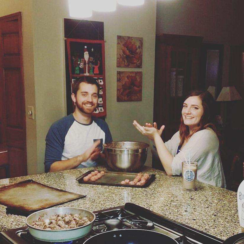Rolling swedish meatballs. A Pruitt family Christmas tradition.