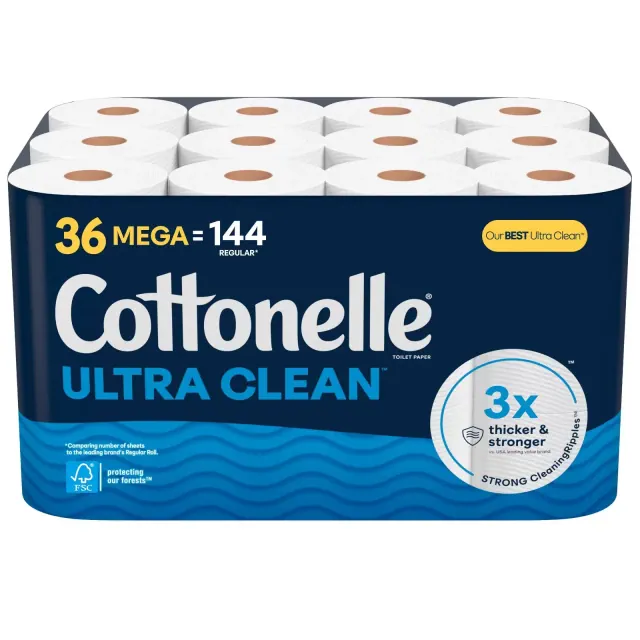 Cottonelle Ultra Clean Strong Toilet Paper - 36 Mega Rolls