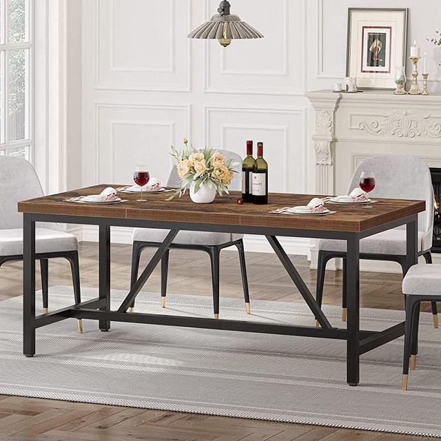 YITAHOME 70.8 x 35.4 Inch Large Wood Dining Table for 6-8, Industrial Kitchen Table with Metal Frame, Rectangular Farmhouse Dinner Table for Kitchen, Dinning Room, Living Room