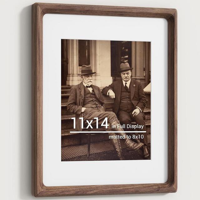 Heimlove 11x14 Picture Frames Natural Walnut,Original Wood Hand Make Crafted Diploma Frame with Mat to 8x10 Graduation Picture Display,Family Picture,Wedding Picture,Photo,Certificate Wall Mounted
