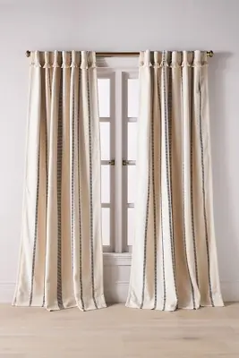 Pieced Stripe Cotton Blend Woven Blackout Curtain