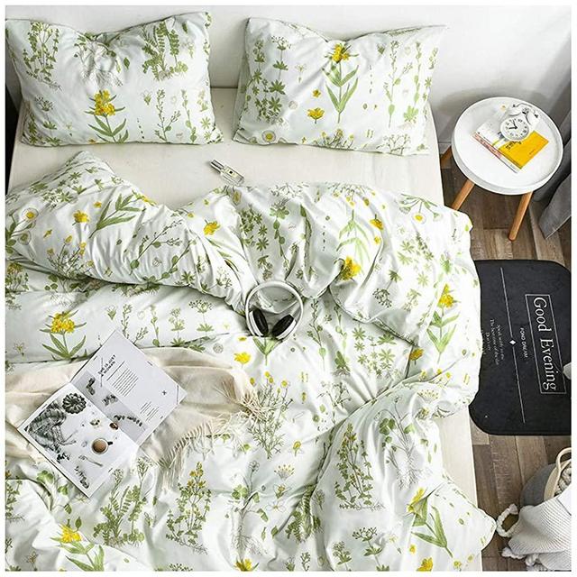 YZZ COLLECTION Queen Bedding Duvet Cover Set, Premium Microfiber,Botanical Pattern On Comforter Cover-3pcs:1x Duvet Cover 2X Pillowcases,Comforter Cover with Zipper Closure