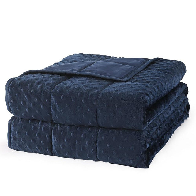 Mr. Sandman Weighted Blanket for Adults, Minky Heavy Blanket for Woman,Man Sleeping/Calm, Soft and Cozy Weighted Throw Blankets, Machine Washable, 80 x 87in, 15 lbs, Navy Blue
