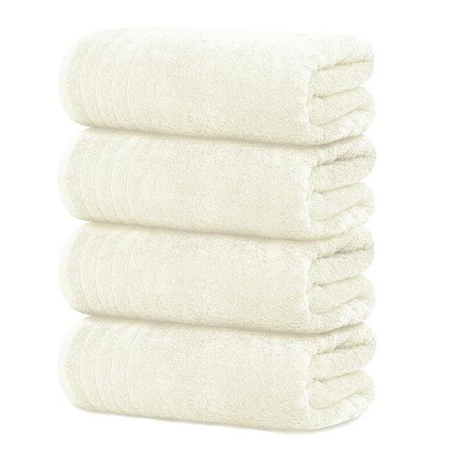 Tens Towels Large Bath Towels, 100% Cotton, 30 x 60 Inches Extra Large Bath Towels, Lighter Weight, Quicker to Dry, Super Absorbent, Perfect Bathroom Towels (Pack of 4, Cream)
