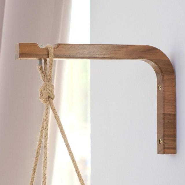 Hanging Planter Wall Hooks, Macrame Plant Hanger Hook, Wooden Indoor Plant Holder, Boho Plant Wall Shelf Decor, Gardening Gifts