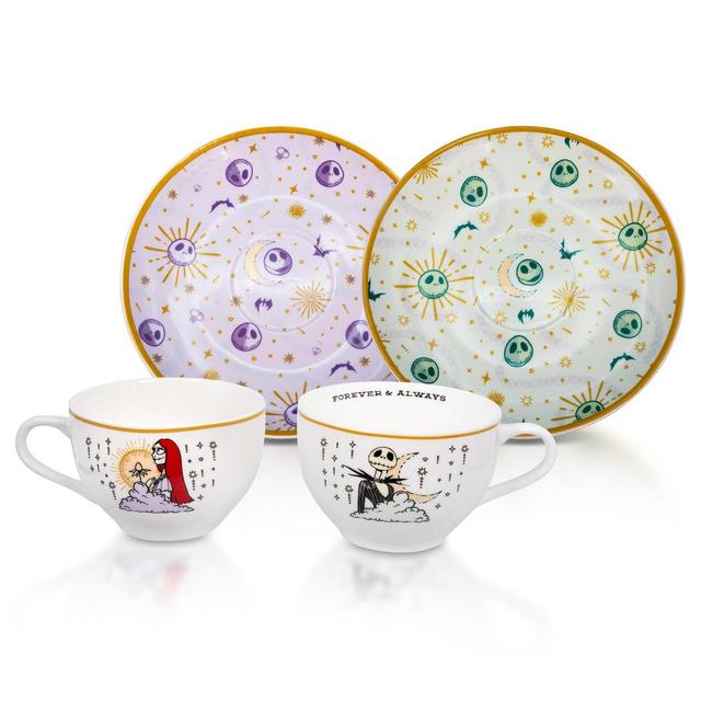 Silver Buffalo Disney Nightmare Before Christmas Jack & Sally Teacups and Saucers | Set of 2