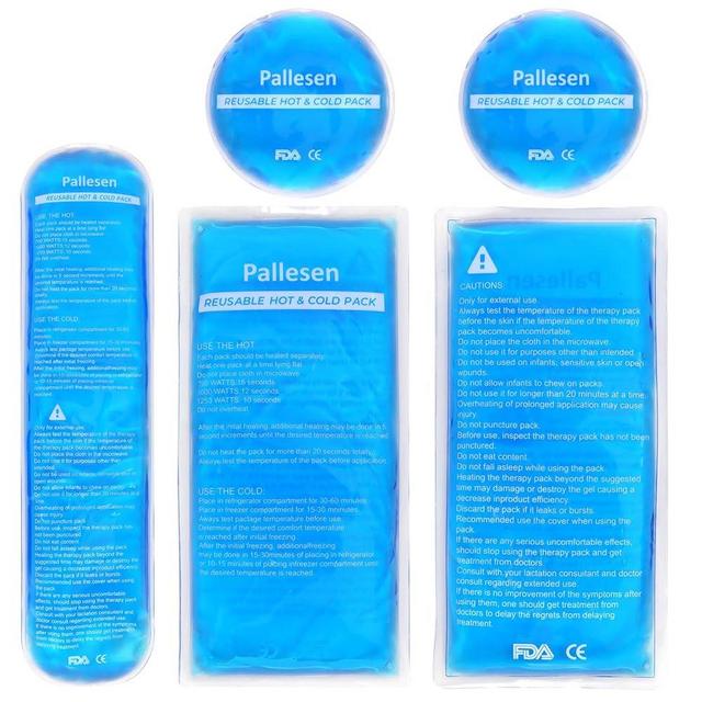 Pallesen Gel Ice Packs for Injuries Reusable Gel Reusable Hot Pack & Cold Pack Compress for Injury, Pain Relief, Rehabilitation, Flexible Therapy, for Knee, Back, Neck, Wrist, Ankle (5 Pack - Blue)