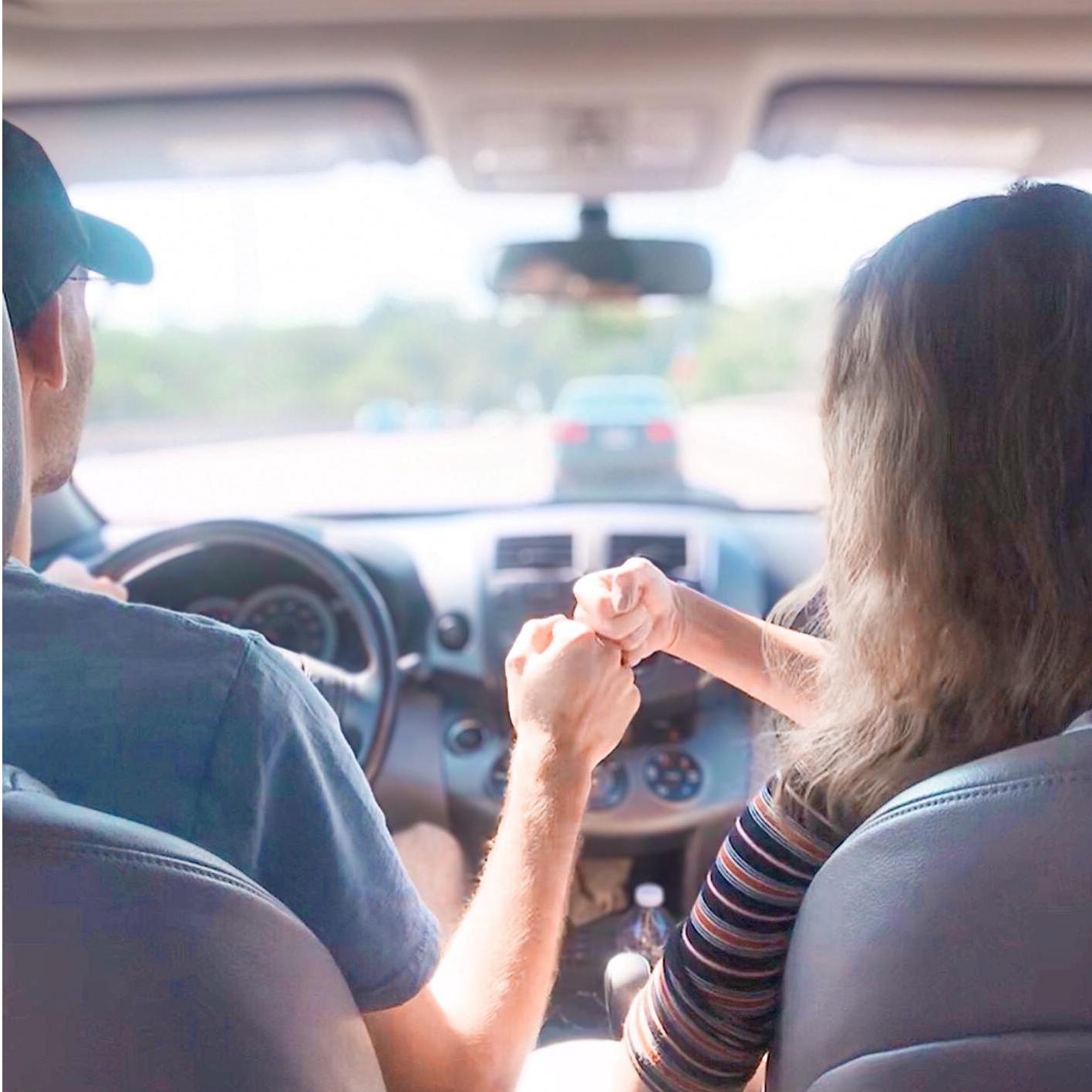 A fist bump after completely roasting one of our passengers