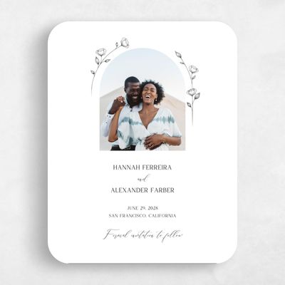 White Rounded Wedding Save the Date - Luana Photo