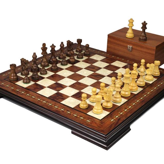 Premium Range Helena Chess Set Rosewood 17" Weighted Sheesham French Knight Staunton Chess Pieces 3"