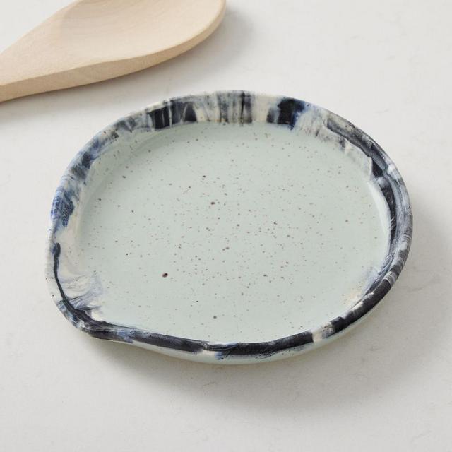 Personal Best Ceramics Spoon Rest, Mint and Marbled