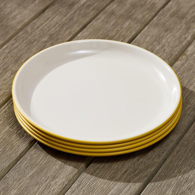 Flared Pop-Tone Melamine Collection, Dinner Plate, Melamine, Yellow, Set of 4