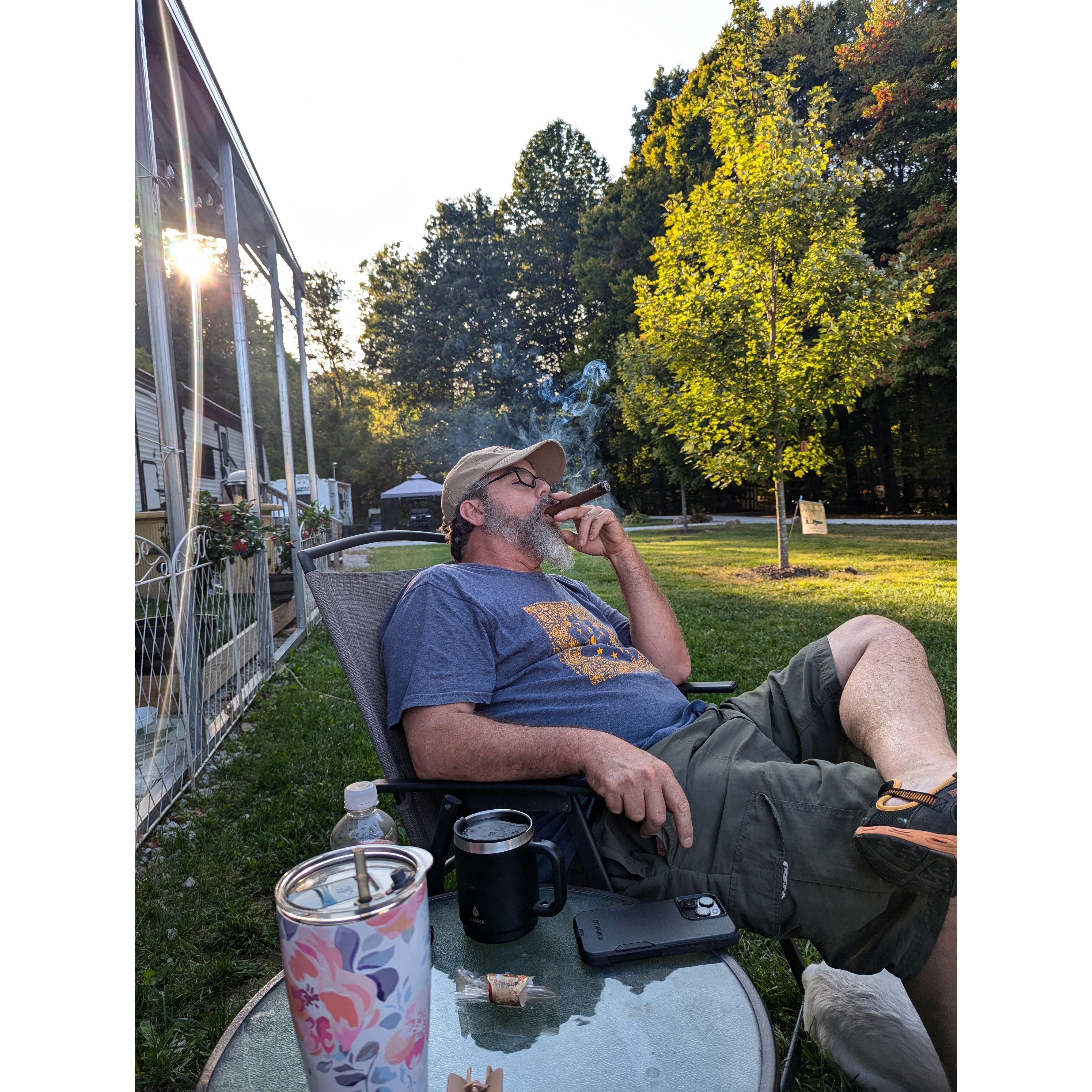 Caught relaxing at the camper.