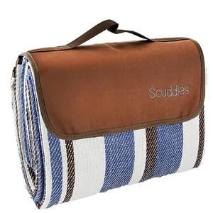 Scuddles Extra Large Picnic & Outdoor Blanket Dual Layers for Outdoor Water-Resistant Handy Mat Tote Spring Summer Blue and White Striped Great for The Beach,Camping