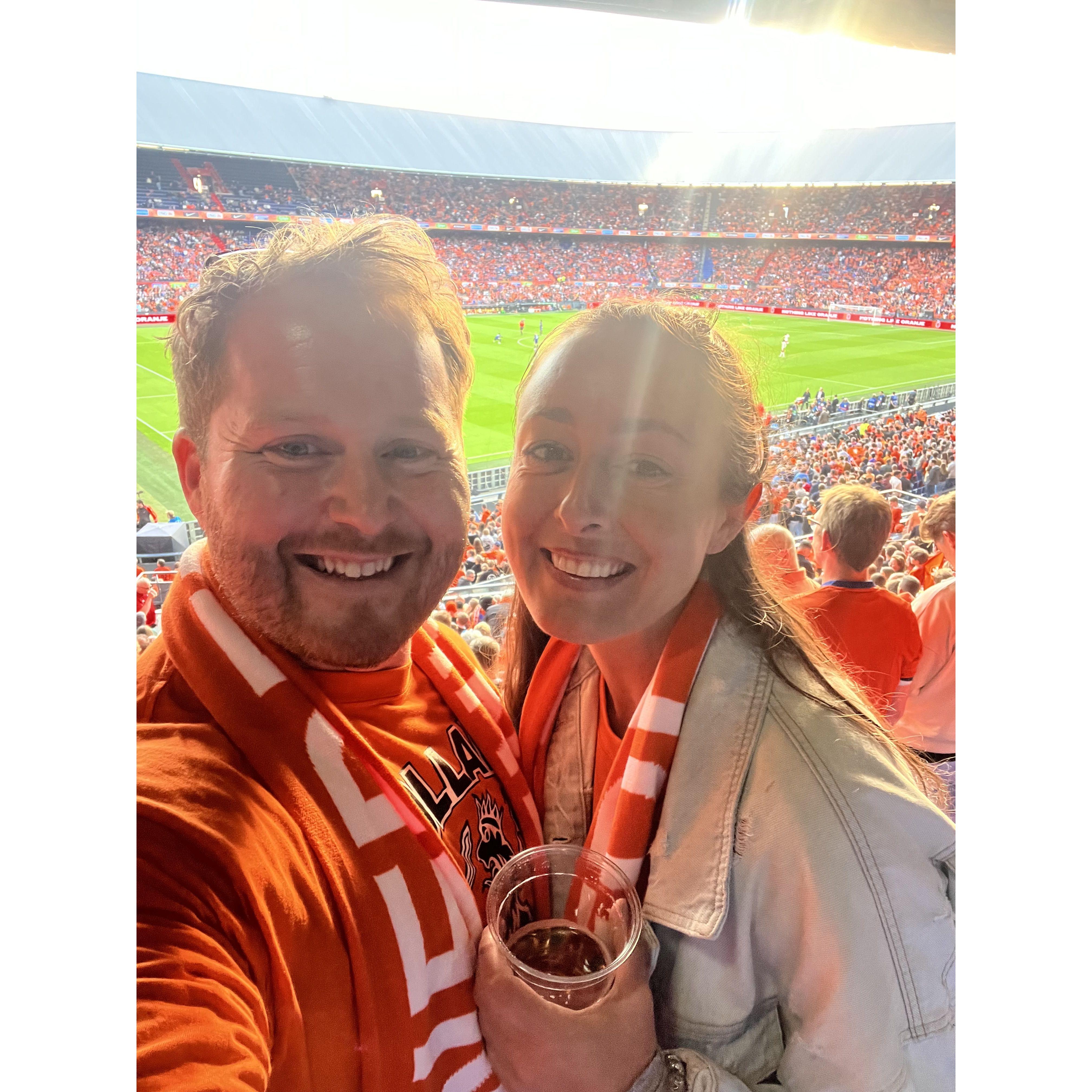 Watching a football match in Amsterdam!