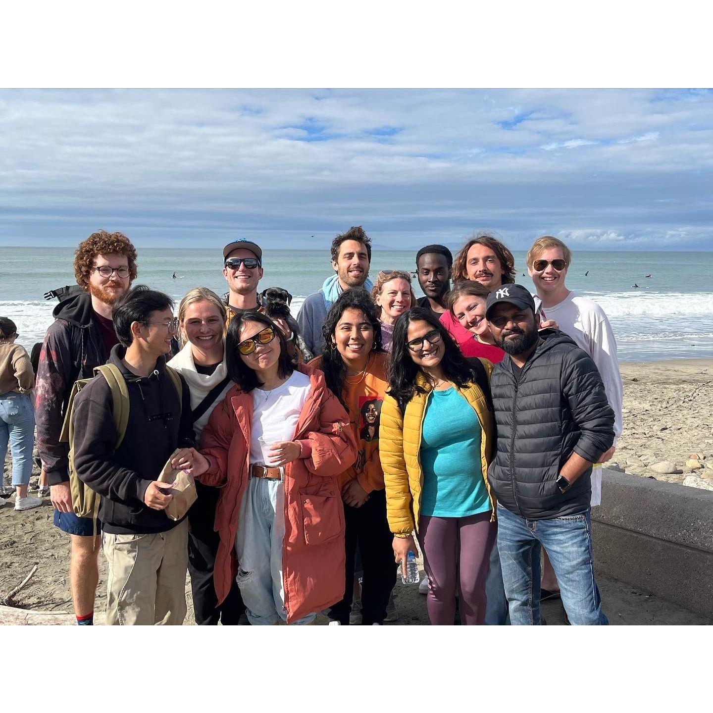 Lab friends! Surfing party before Simon's leaving.