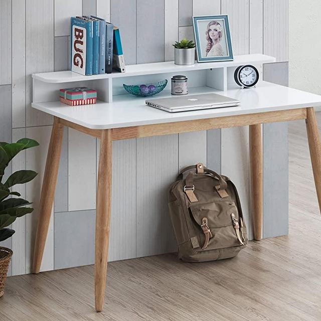Roundhill Furniture Roskilde Storage Wood Office Desk, White