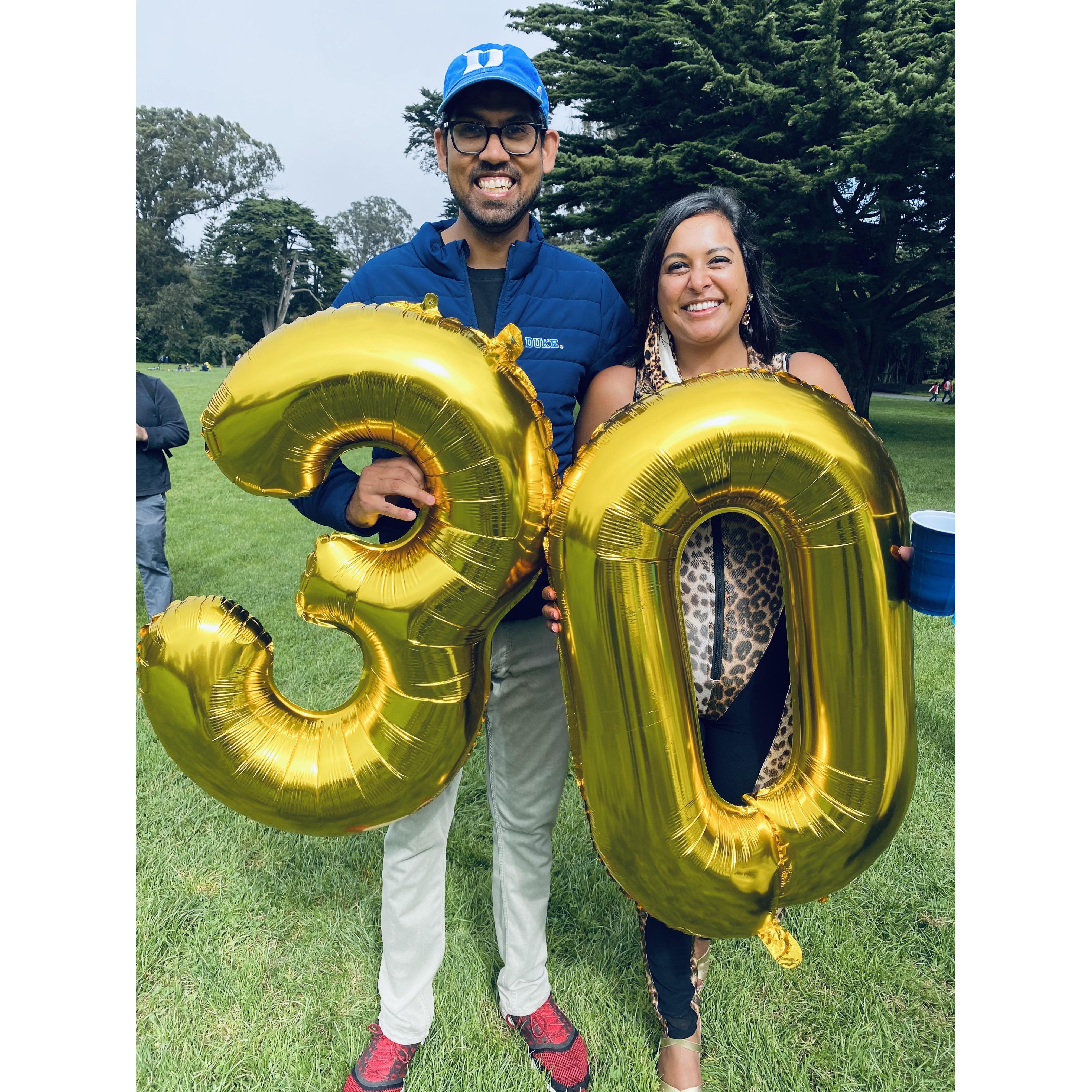 Celebrated Raj’s 30th birthday outdoors. Oct 2020