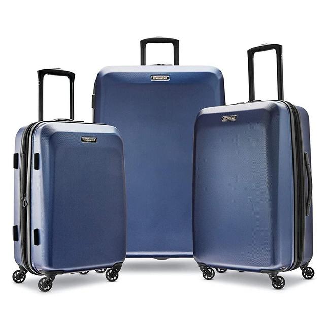 American Tourister Moonlight Hardside Expandable Luggage with Spinner Wheels, Navy, 3-Piece Set (21/24/28)