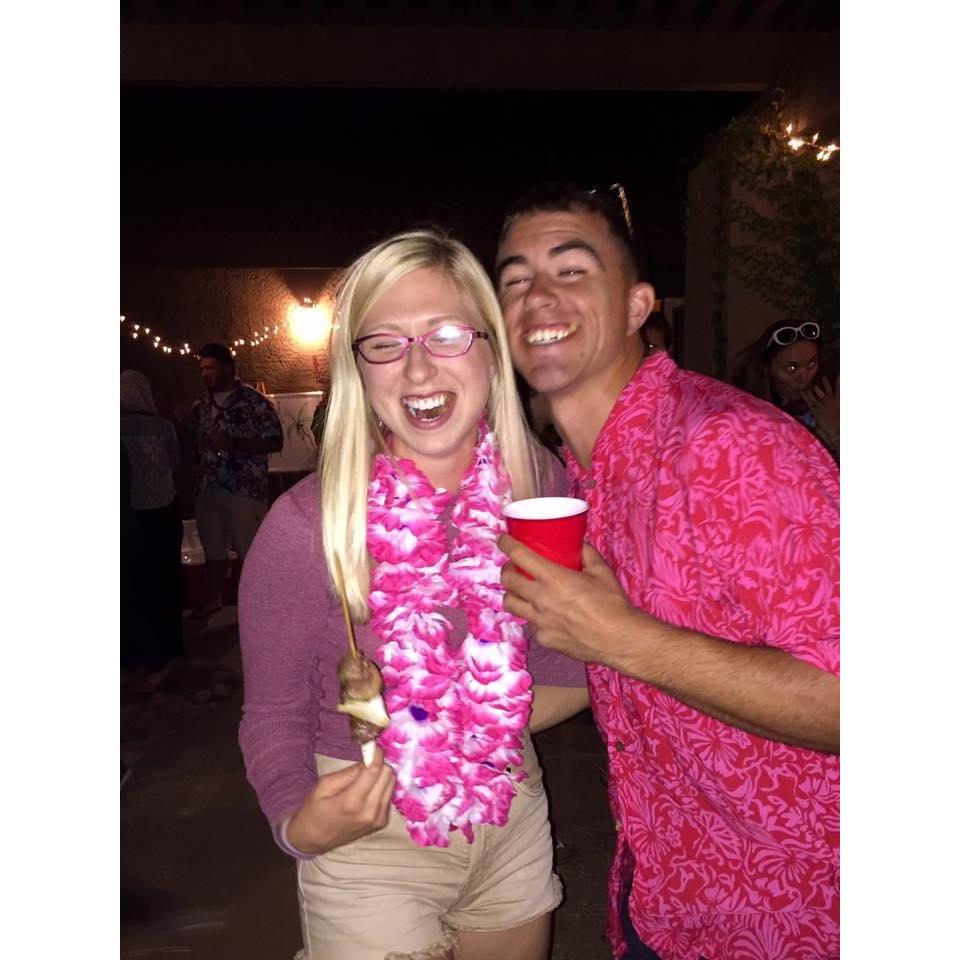 We made waves at the Hawaiian themed medical school party.