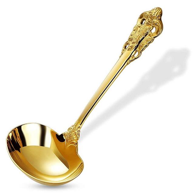 KEAWELL Gorgeous 1 oz. Gold Small Gravy Ladle, High Grade 18/10 Stainless Steel，Small Gravy Sauce Ladle for Stirring, Super Shiny and Dishwasher Safe