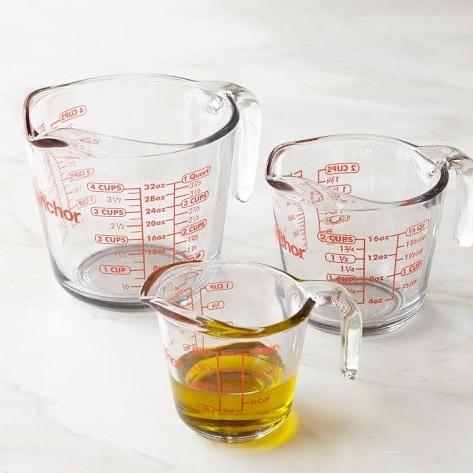 Pyrex Glass Measuring Cup Set (3-Piece, Microwave and Oven Safe),Clear