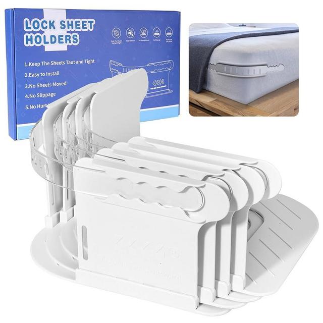 Bed Sheet Holders, Lock Sheet Straps Keep Sheets Tight Heavy Duty Bed Sheet Holder Corner, Bed Sheet Holder Straps with Bed Sheet Clips Straps No More Loose Sheets