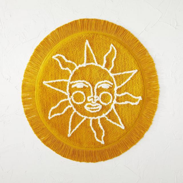 25" Round Tufted Sun Fringe Cotton Bath Rug Yellow - Opalhouse™ designed with Jungalow™